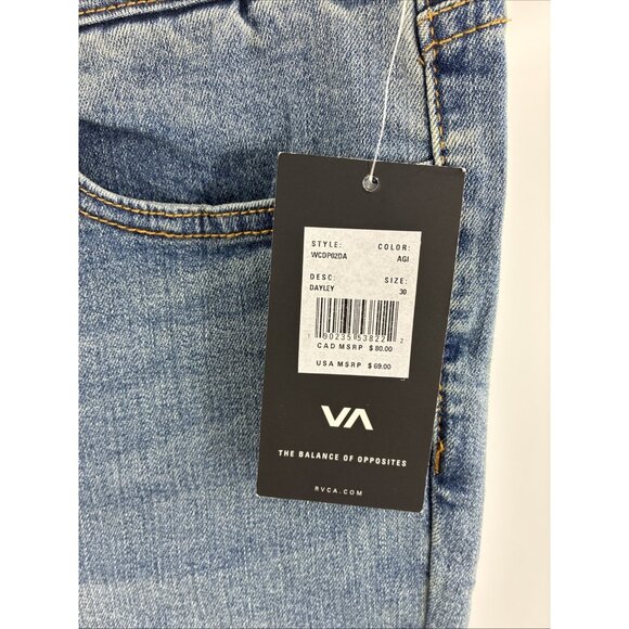 RVCA Womens Size 30 Dayley Mid Rise Skinny Jeans Blue Stretch Denim Casual - Picture 3 of 9
